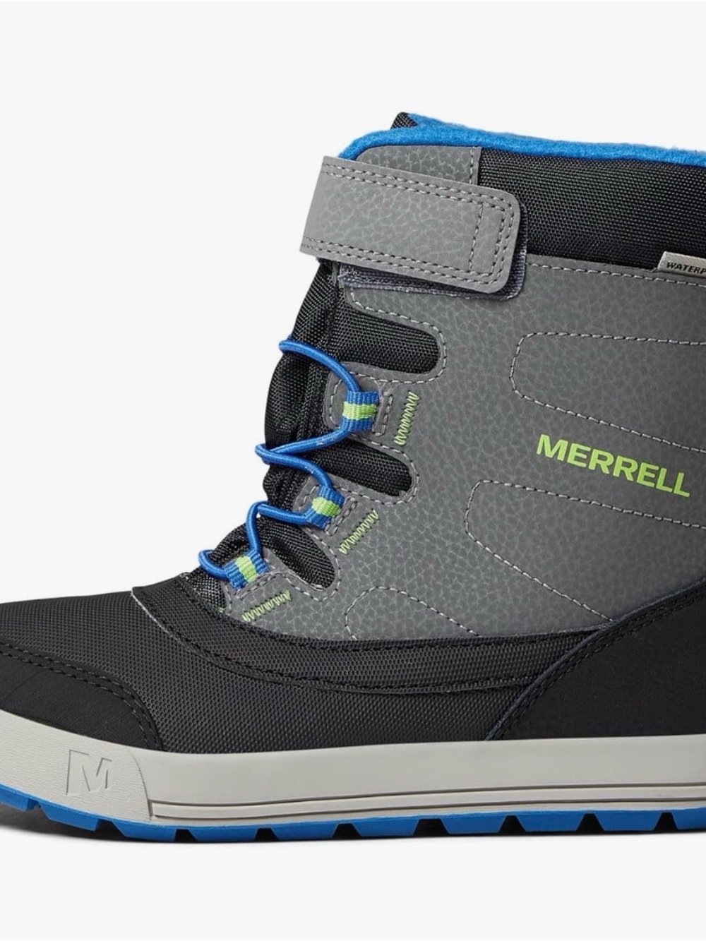 Merrell Kids Gray, Black & Blue Waterproof Winter Boot